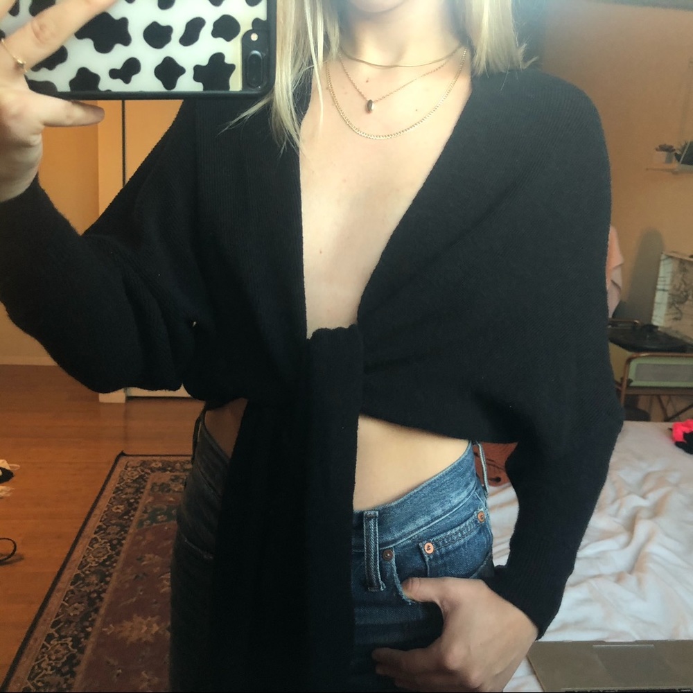 LF black wrap sweater